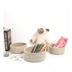 Cotton 8x3 Inch Kidi Round 3 Set Bedside Organizer With Out Lid (Kidi)