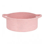 Cotton 8x3 Inch Round Bedside Organizer With Out Lid (Pink)