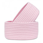 Cotton 8x3 Inch Round 2 Set Bedside Organizer With Out Lid (Pink)
