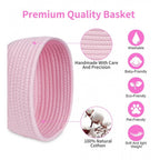 Cotton 8x3 Inch Round 2 Set Bedside Organizer With Out Lid (Pink)