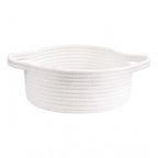 Cotton 8x3 Inch Round Bedside Organizer With Out Lid (White)