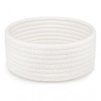 Cotton 8x3 Inch Round 1 Pcs Bedside Organizer With Out Lid (White)