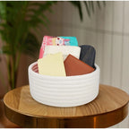 Cotton 8x3 Inch Round 1 Pcs Bedside Organizer With Out Lid (White)