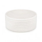 Cotton 8x3 Inch Round 1 Pcs Bedside Organizer With Out Lid (White)