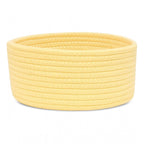 Cotton 8x3 Inch Round 1 Pcs Bedside Organizer With Out Lid (Yellow)