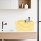 Cotton 8x3 Inch Round 1 Pcs Bedside Organizer With Out Lid (Yellow)