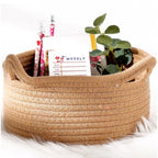 Cotton Pack Of_1 Cat Basket 8x4 Inch Storage Basket For Clothes (Beige)