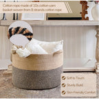 Cotton Pack Of_1 16x14 Inch Storage Basket For Clothes With Out Lid (Beige-Beige-Black)