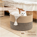 Cotton Pack Of_1 16x14 Inch Storage Basket For Clothes With Out Lid (Beige-Beige-Black)