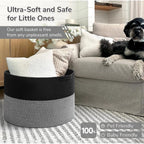 Cotton Pack Of_1 16x14 Inch Storage Basket For Clothes With Out Lid (Black-Gray)