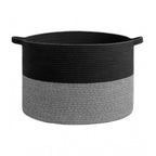 Cotton Pack Of_1 16x14 Inch Storage Basket For Clothes With Out Lid (Black-Gray)