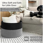 Cotton Pack Of_1 16x14 Inch Storage Basket For Clothes With Out Lid (Black-Black-Kidi)