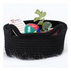 Cotton Pack Of_1 Cat Basket 8x4 Inch Storage Basket For Clothes (Black)