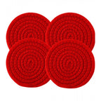 Cotton Pack Of_2 Rope Drink Coasters 4 Pcs Set (Red)