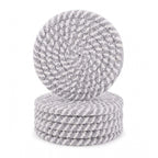 Cotton Rope Drink Coasters 6 Pcs Set (Grey-White)