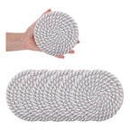 Cotton Rope Drink Coasters 6 Pcs Set (Grey-White)