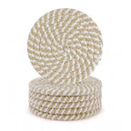 Cotton Rope Drink Coasters 6 Pcs Set (Beige-White)