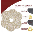Cotton Rope Drink Coasters 6 Pcs Set (Beige-White)