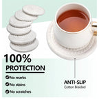 Cotton Rope Drink Coasters 6 Pcs Set (White)