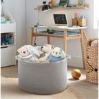 Cotton Pack Of_1 14x12 Inch Storage Basket For Clothes With Out Lid (Gray)
