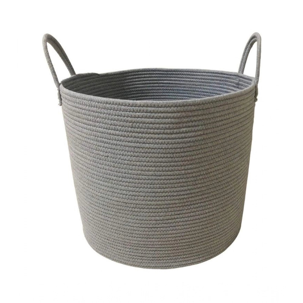 Cotton Pack Of_1 12x14 Inch Laundry Storage Basket For Clothes (Grey)