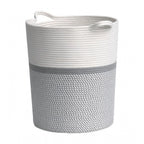 Cotton Pack Of_1 12x14 Inch Storage Basket For Clothes (Grey-White)