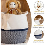Cotton Matka 14x12 Inch Storage Basket For Clothes With Out Lid (Gray-White)