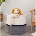 Cotton Matka 14x12 Inch Storage Basket For Clothes With Out Lid (Gray-White)