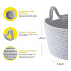 Cotton Pack Of_1 Plain Cat Basket 9x5 Inch (Grey)