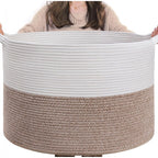 Cotton Pack Of_1 16x14 Inch Storage Basket For Clothes With Out Lid (Kidi-White)