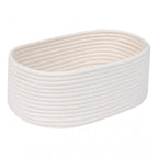 Cotton Oval 10x7x5 Inch Bedside Organizer With Out Lid (White)