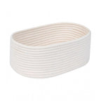 Cotton Oval 10x7x5 Inch Bedside Organizer With Out Lid (White)