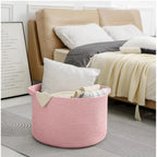 Cotton Pack Of_1 14x12 Inch Storage Basket For Clothes With Out Lid (Pink)