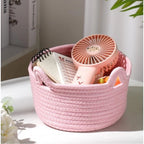 Cotton Pack Of_1 Cat Basket 8x4 Inch Storage Basket For Clothes (Pink)