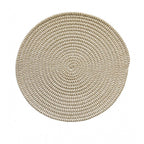 Cotton Dining Table Round Placemat Mats Set of 4 (Beige-White)