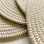 Cotton Dining Table Round Placemat Mats Set of 4 (Beige-White)