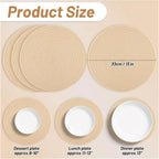 Cotton Dining Table Round Placemat Mats Set of 4 (Cream)