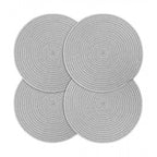 Cotton Dining Table Round Placemat Mats Set of 4 (Grey)