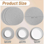 Cotton Dining Table Round Placemat Mats Set of 4 (Grey)