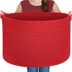 Cotton Pack Of_1 14x12 Inch Storage Basket For Clothes With Out Lid (Red)