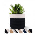 Cotton Flower Pot With Out Lid (White-Black)