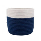 Cotton Flower Pot With Out Lid (White-Blue)