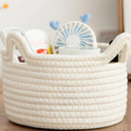 Cotton Pack Of_1 Cat Basket 8x4 Inch Storage Basket For Clothes (White)
