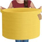 Cotton Pack Of_1 14x12 Inch Storage Basket For Clothes With Out Lid (Yellow)