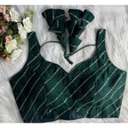 Women's Silk Embellished Sweetheart Neck Sleeveless Readymade Padded Blouse (Green, Size 38)