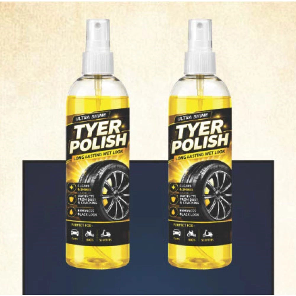 Pack of 2 Deep Black Tyer Polish Liquid Spray Bottle 100 ML