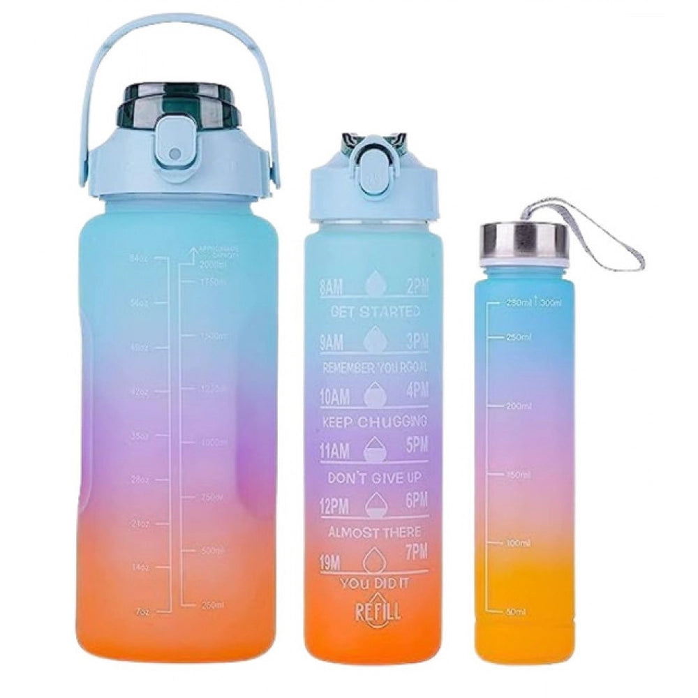 3 Pcs Motivational Leakproof Tritan Water Bottles (Multicolor)