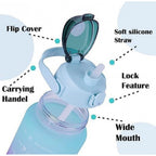 3 Pcs Motivational Leakproof Tritan Water Bottles (Multicolor)