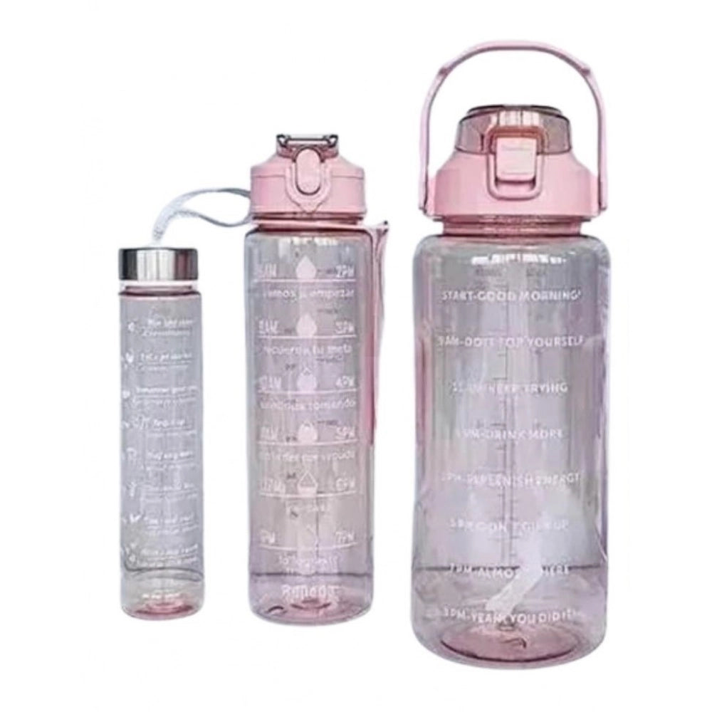 3 PCS Transparent Motivational Water Bottles (Pink)