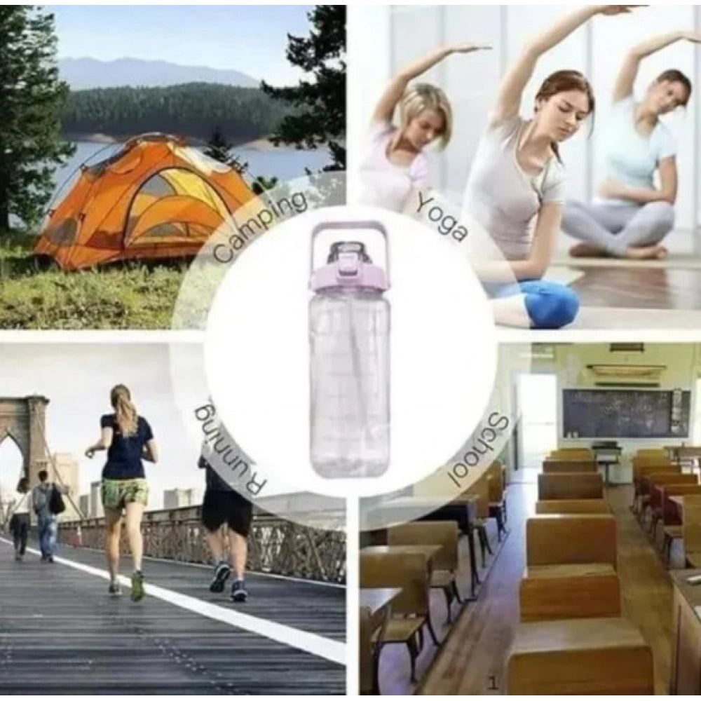 3 PCS Transparent Motivational Water Bottles (Pink)